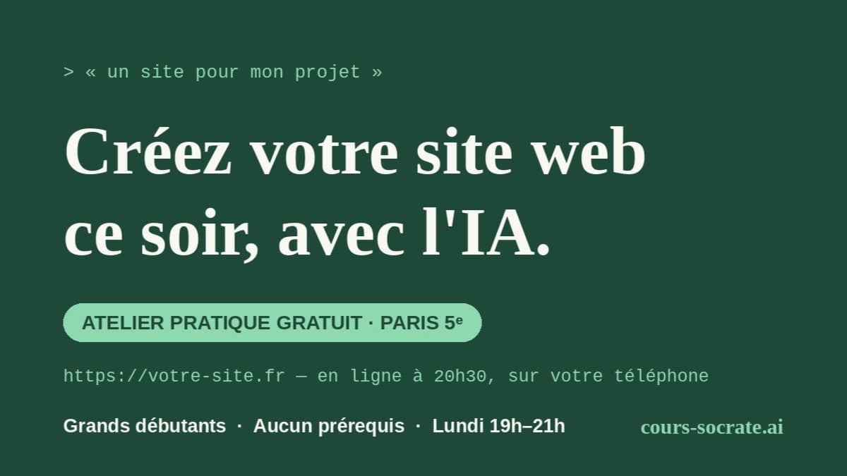 Créez votre site web ce soir, avec l'IA (grands débutants)