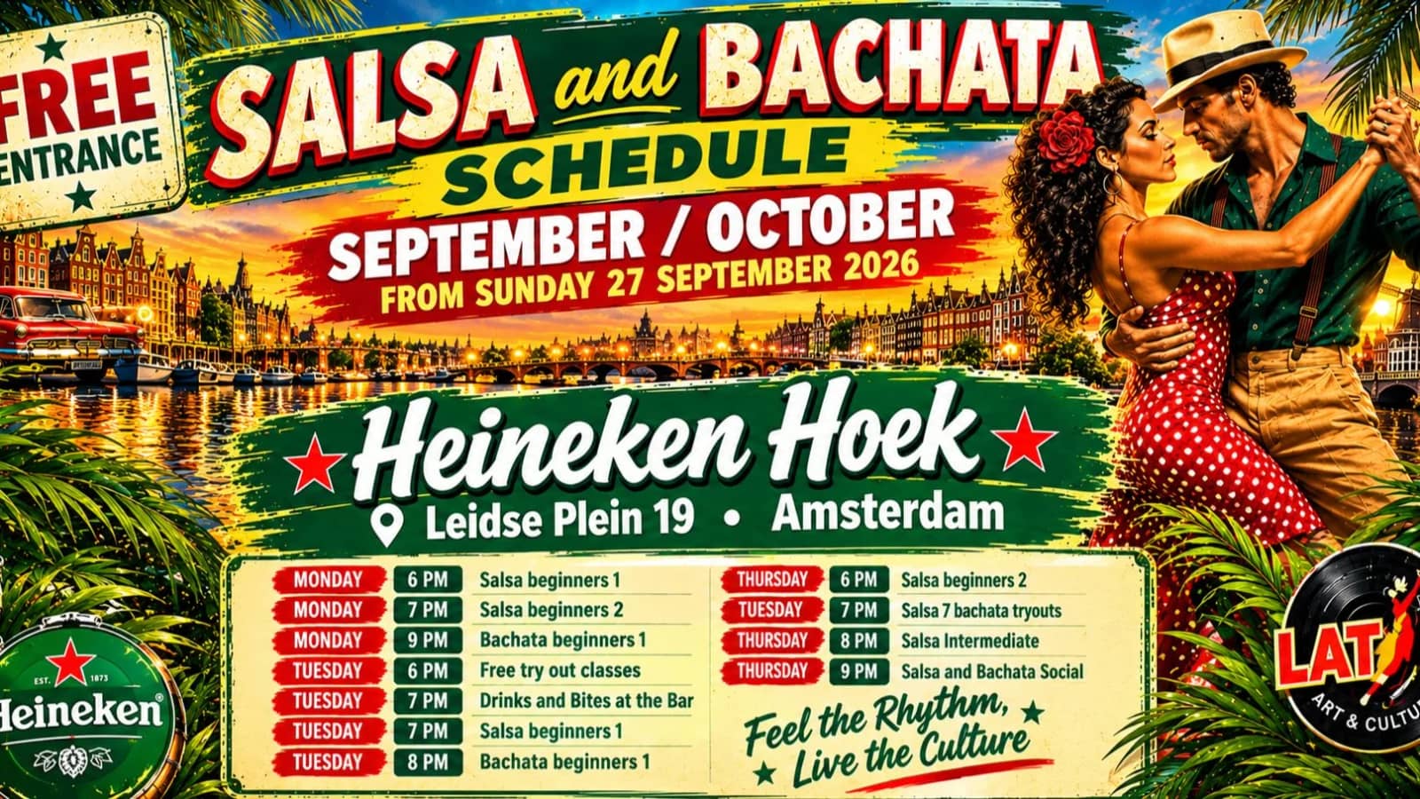 Salsa & Bachata Classes Schedule @Heineken Hoek