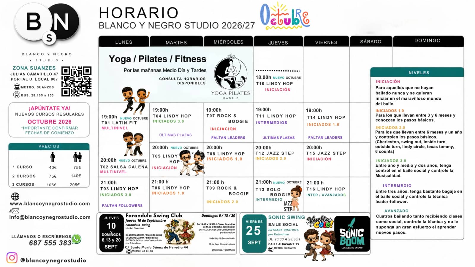 Clases de Swing / Lindy Hop y Rock & Roll y Jazz Step en Blanco y Negro Studio