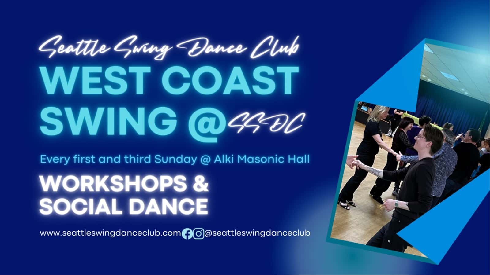 West Coast Swing Workshops & Social Dance - every 1st and 3rd Sunday at SSDC