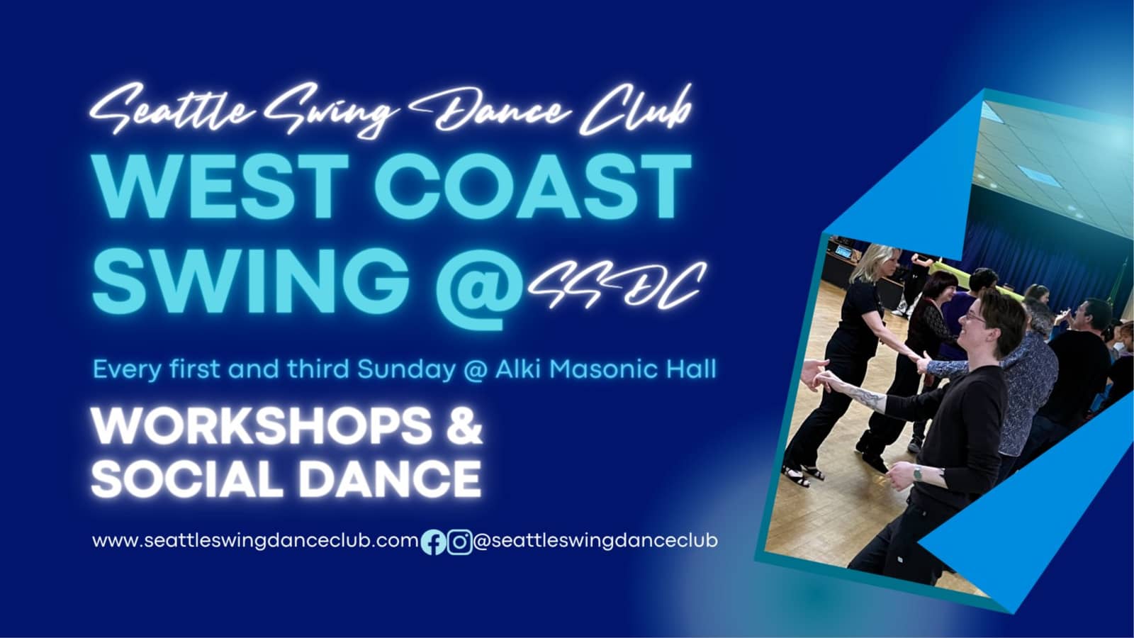 West Coast Swing Workshops & Social Dance - every 1st and 3rd Sunday at SSDC