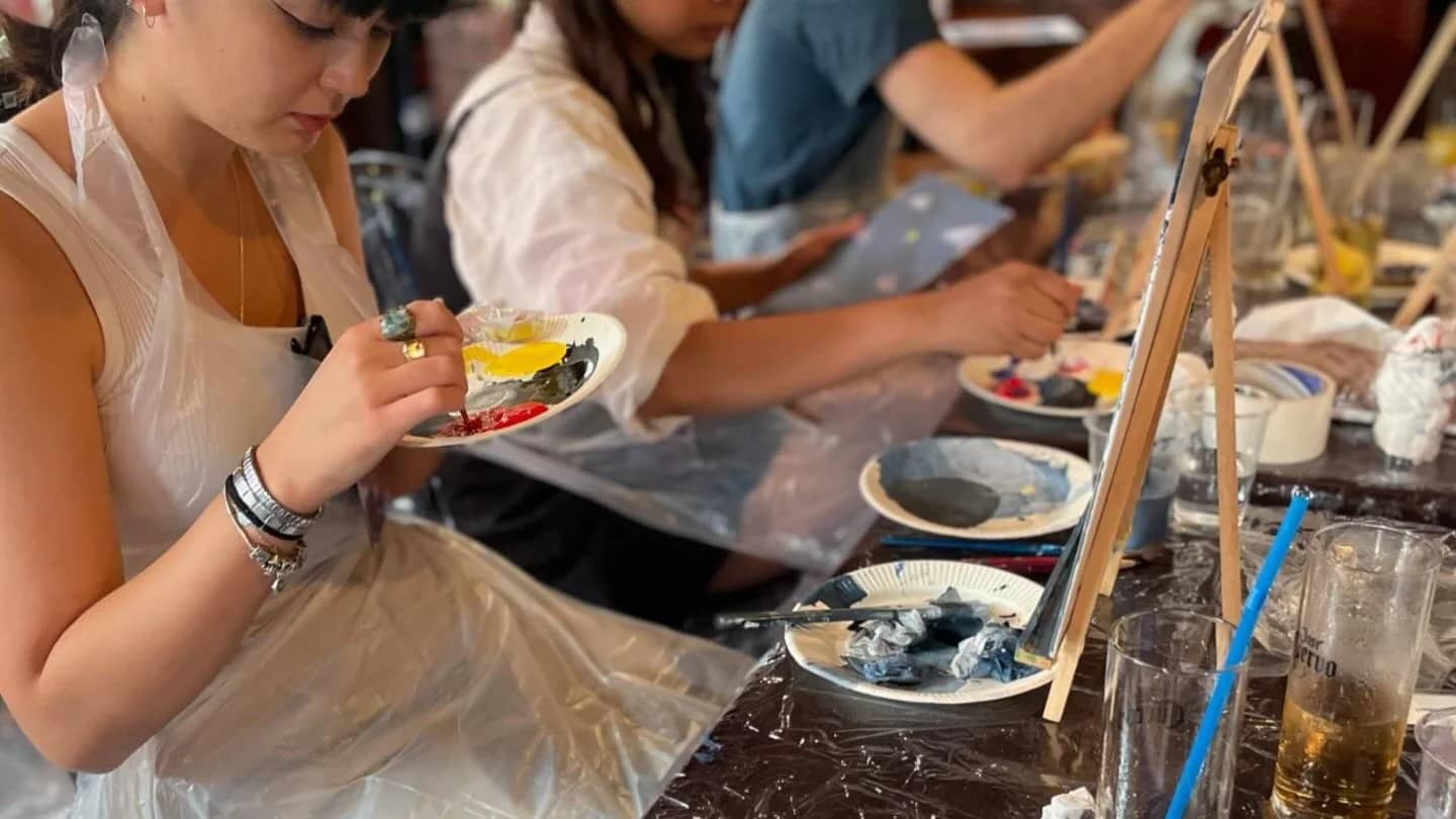 🌕🐇 お月見・月明り ペイント&ワイン in 四ツ橋 🎨 Paint Meetup in Osaka "Moonlight"