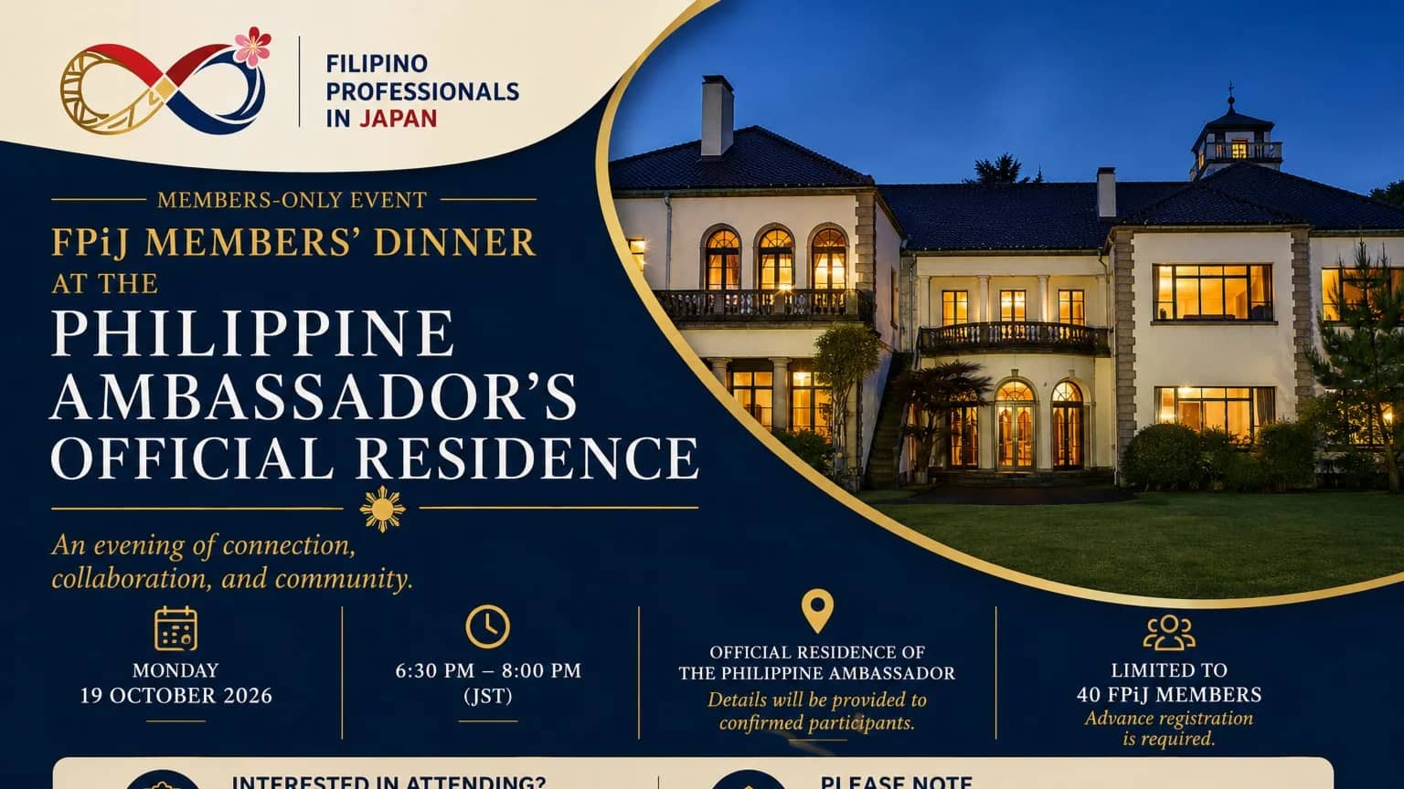 FPiJ Members’ Dinner at the Philippine Ambassador’s Official Residence