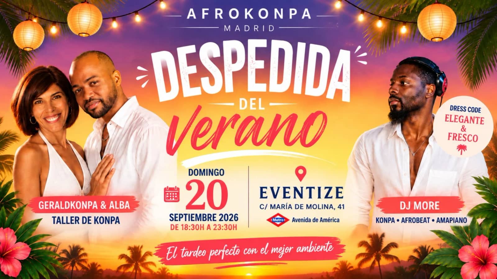 Tardeo AfroKonpa ☀️ · DESPEDIDA DEL VERANO 🌴 Talleres Konpa & Afrobeats