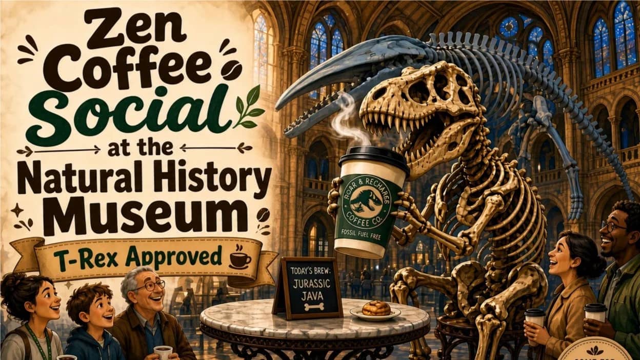 Zen Coffee Social ☕ @ Natural History Museum 🦖 Dinosaur-Assisted New Friends ✨