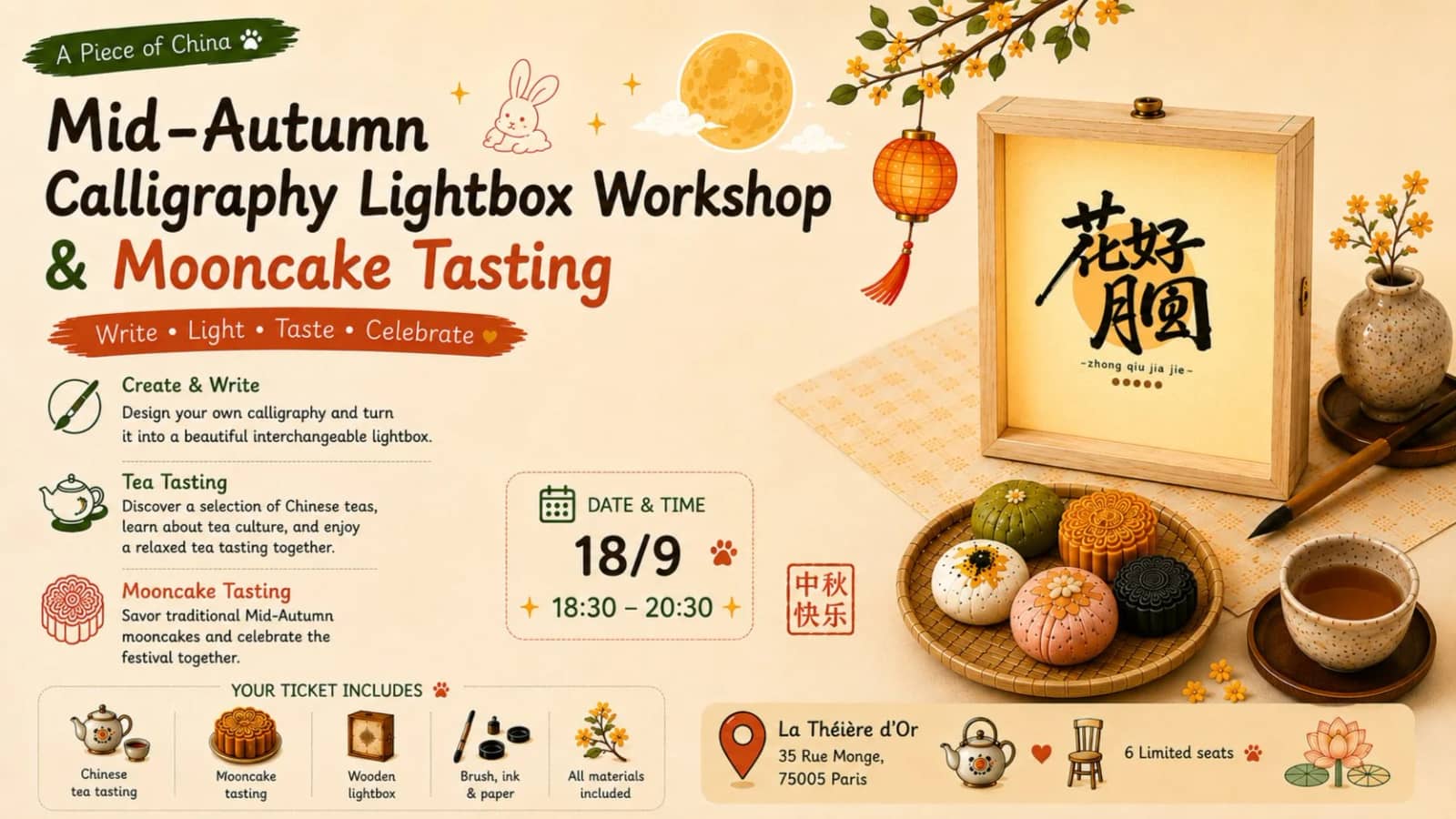 Moon Festival- Calligraphy light box and Moon Cake Tasting
