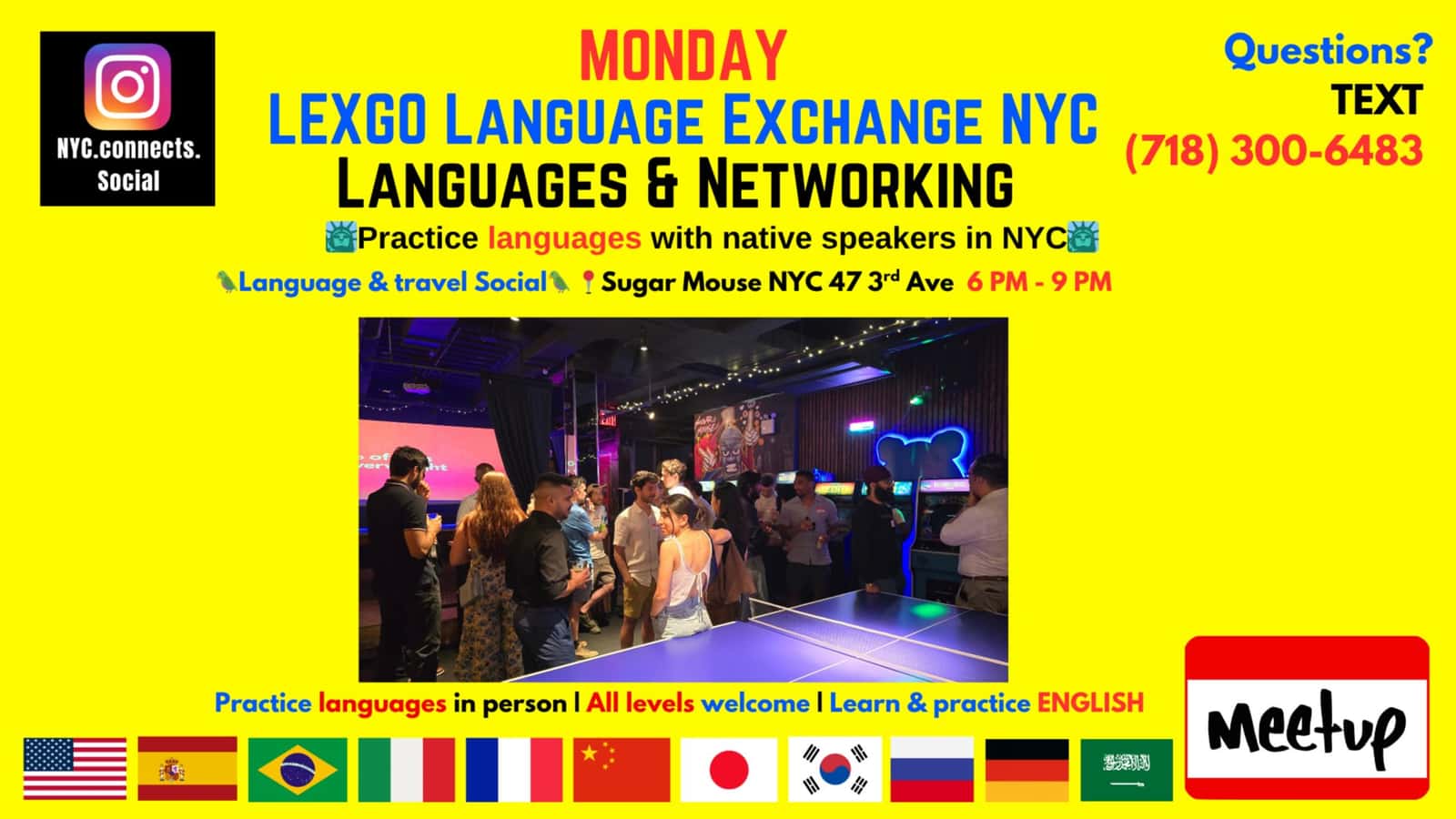 MONDAY🦜🍻 Language Exchange NYC Happy Hour🗽