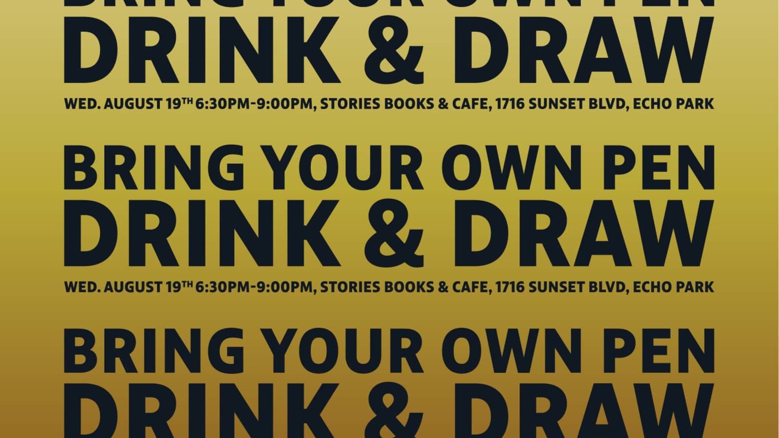 Drink and Draw @ Stories Books & Cafe | Wed. August 19th 2026