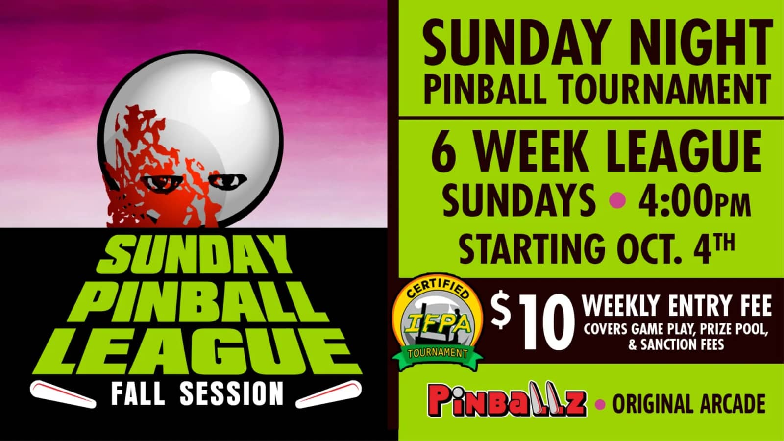 Pinballz Sunday League – Fall Session 1