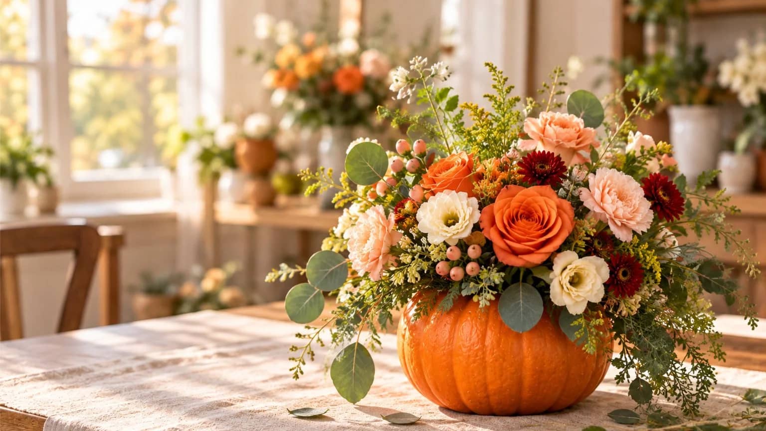 Halloween Pumpkin Flower Arranging Workshop in Cambridge