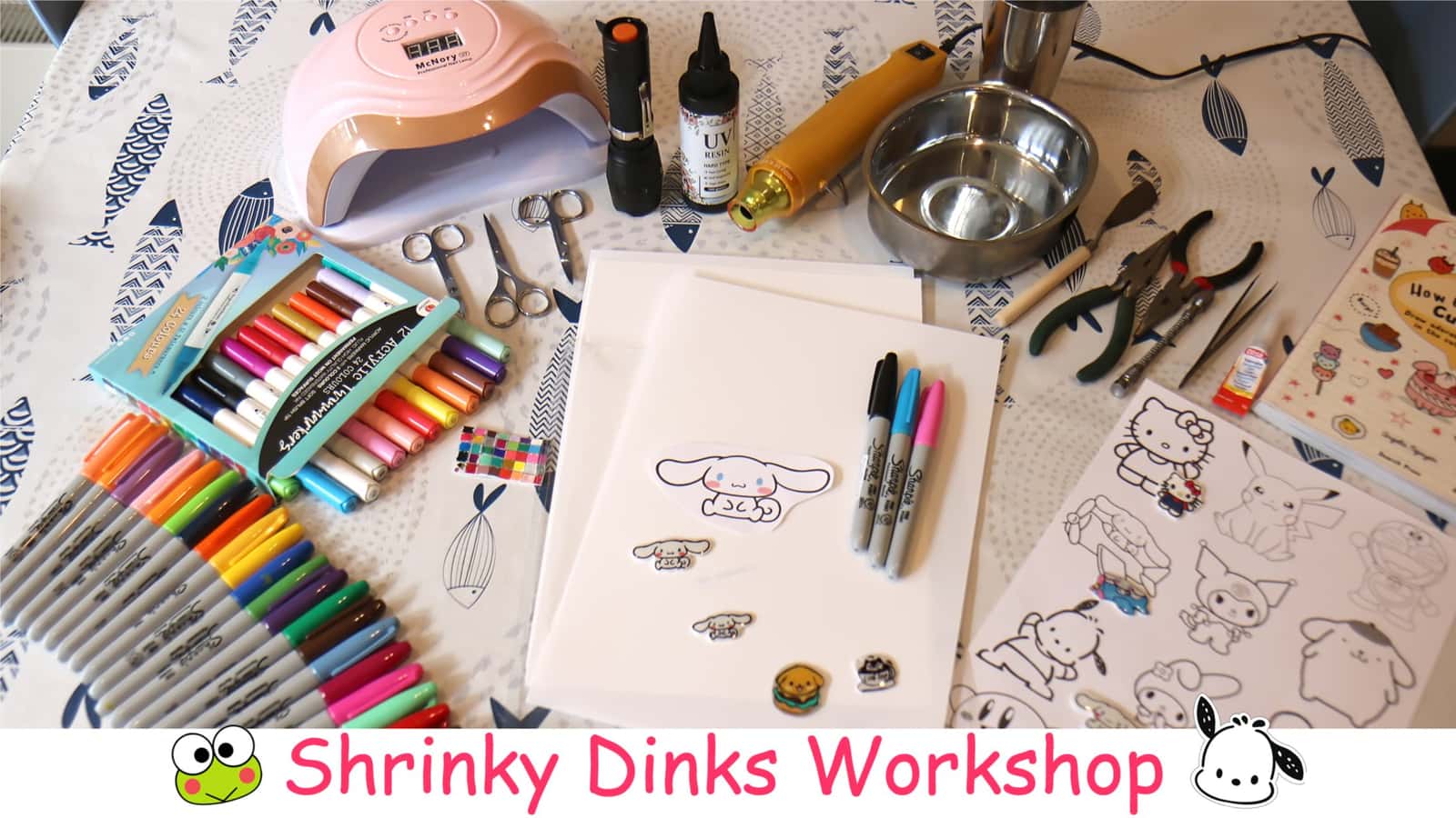 Shrinky Dinks workshop. Make keychain, pins, badges & croc jibbitz art craft