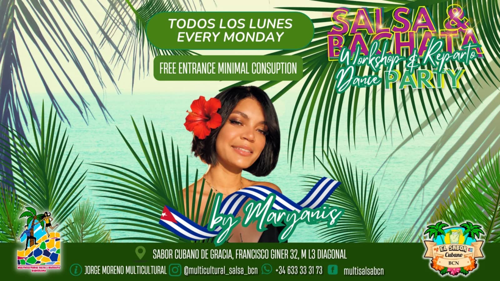 Lunes de Clases Gratis de Salsa Cubana y Bachata en Sabor Cubano por Maryanis