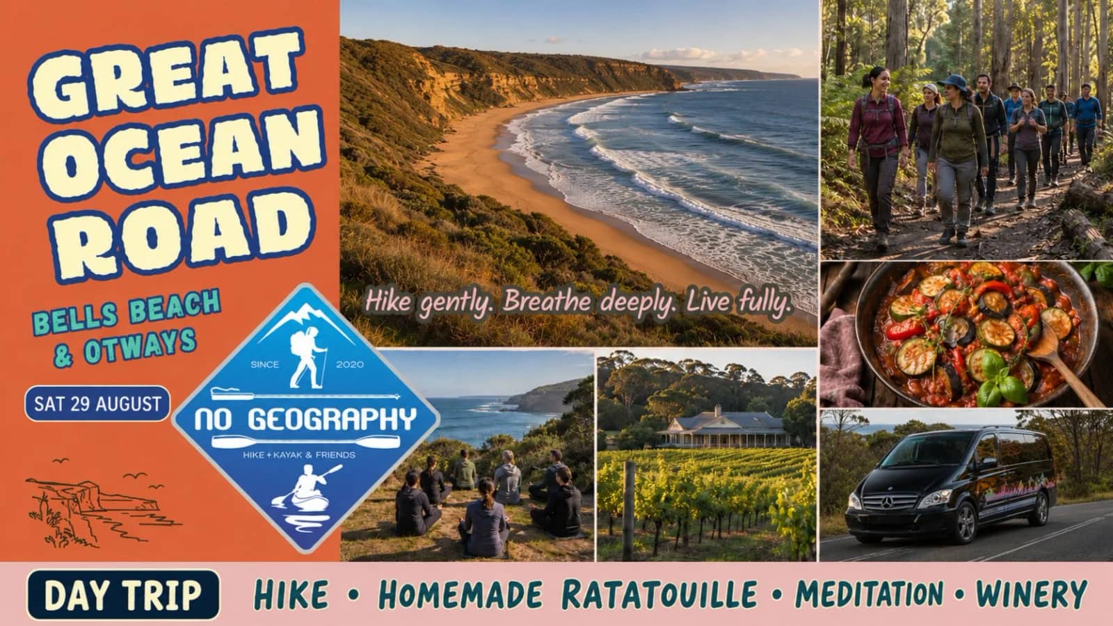 🌊 GREAT OCEAN RD — Day Trip: Hike, Ratatouille Lunch, Meditation & Winery