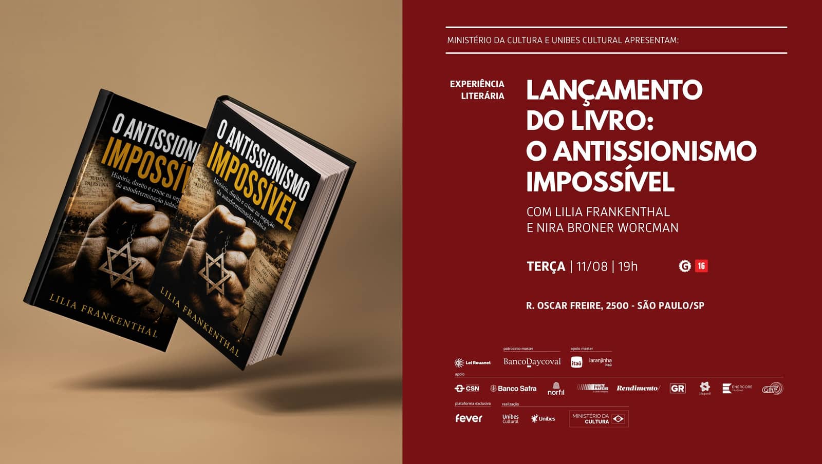 Lançamento do Livro “O Antissionismo Impossível” com Lilia Frankenthal e Nira Broner Worcman