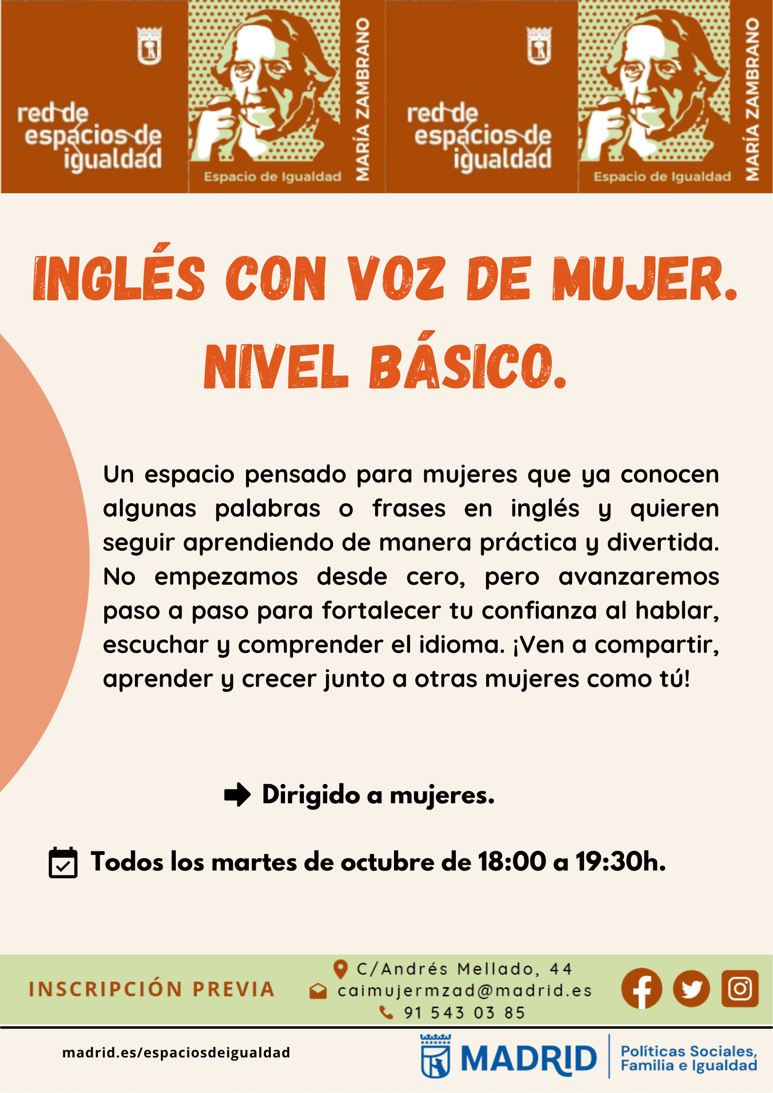 Inglés con voz de mujer