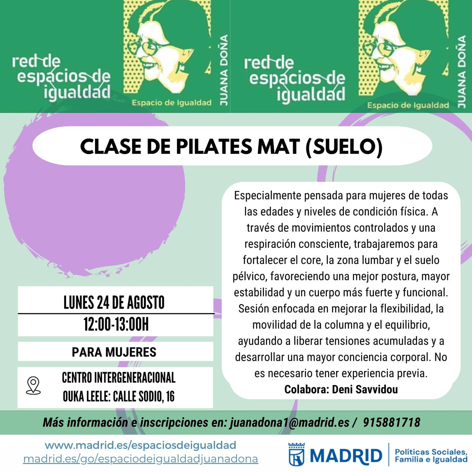 Clase de Pilates Mat (suelo)