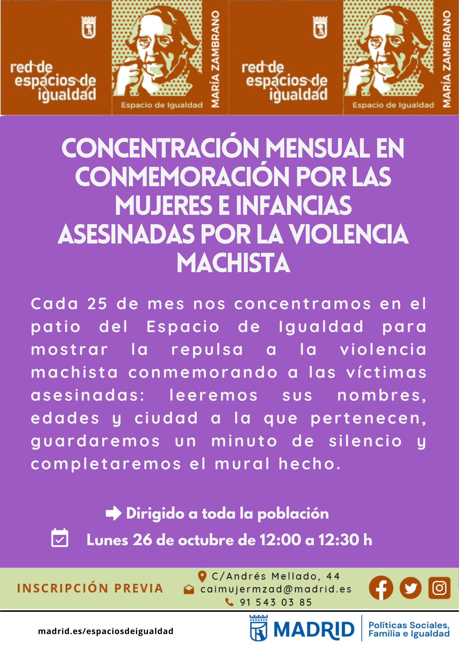 Concentración mensual en conmemoración por las víctimas mortales de violencia machista