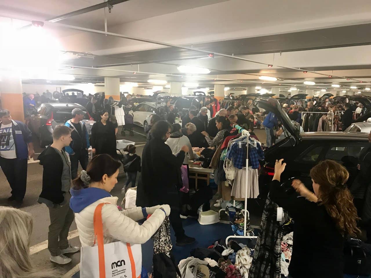 Car boot sale in Kista galleria parking garage